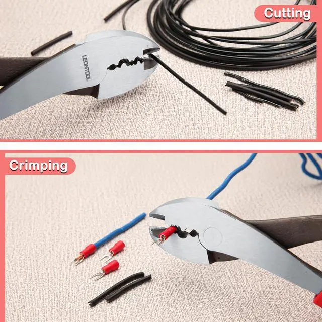 Alt view image 4 of 7 - Electrician's Terminal Crimp Pliers with Cutter Wire Crimping Tools Electrical Pliers with TPR Handle Crimping and Cutting Tool for 10 to 22 AWG Terminals and Connectors