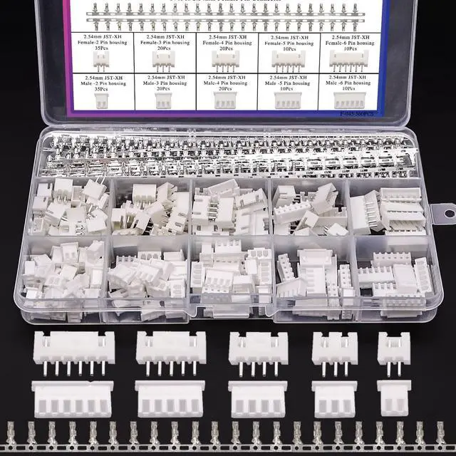 Alt view image 7 of 7 - 560PCS 2.54mm JST-XH Connector Kit 2.54mm 2/3/4/5/6 Pin Housing Female and Male Adapter Cable Connector Plug,JST Connector Female Pin Head Connector Adapter Plug