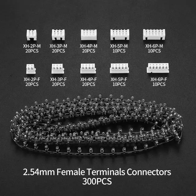Alt view image 2 of 7 - 460 Pcs JST-XH 2.54mm Connector Kit, 2.54mm Male and Female 2/3/4/5/6 Pin Header Housing Connector Adapter Plug, JST-XH Terminal Wires Cables Socket Connectors Kit