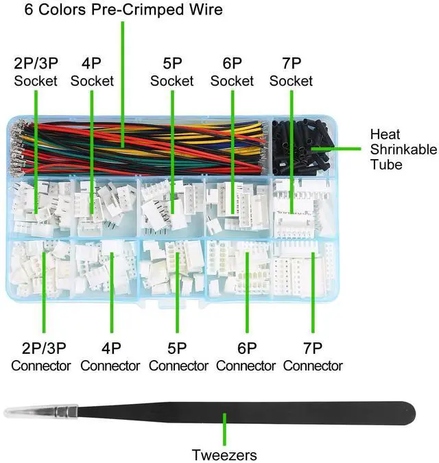Alt view image 2 of 6 - JST-XH 2.54mm Connector Socket Kit with Pre-Crimped 2.54mm Male and Female Cable Wire 2/3/4/5/6/7 Pin Housing JST Connector Adapter Plug JST-XH Terminal Wires Cables Socket Connectors Kit
