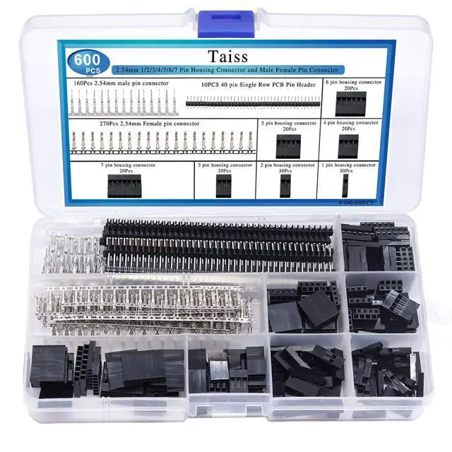 Alt view image 6 of 7 - 600PCS Dupont Connector Kit - 2.54mm 1/2/3/4/5/6/7 Pin Housing Connector and Male/Female Crimp Pin, Jumper Wire Cable