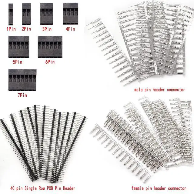 Alt view image 7 of 7 - 600PCS Dupont Connector Kit - 2.54mm 1/2/3/4/5/6/7 Pin Housing Connector and Male/Female Crimp Pin, Jumper Wire Cable