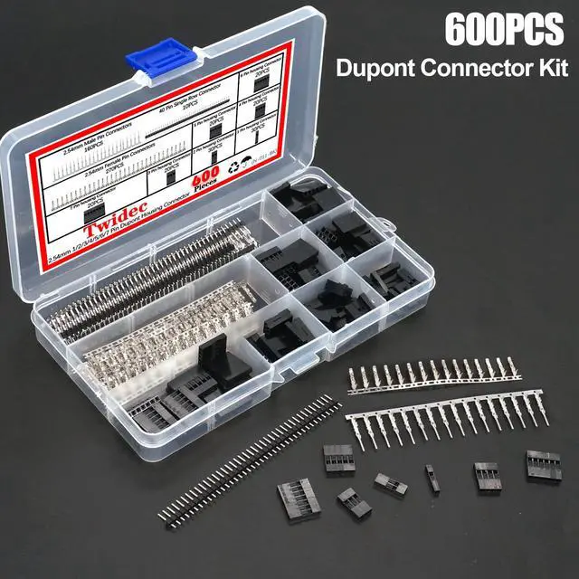 Alt view image 3 of 6 - 600PCS 2.54mm Connector Kit 1/2/3/4/5/6/7 Pin Housing Connector with 2.54 Male and Female Terminals Crimping Connectors and 2.54mm 40 Pin Single Row Connectors Set