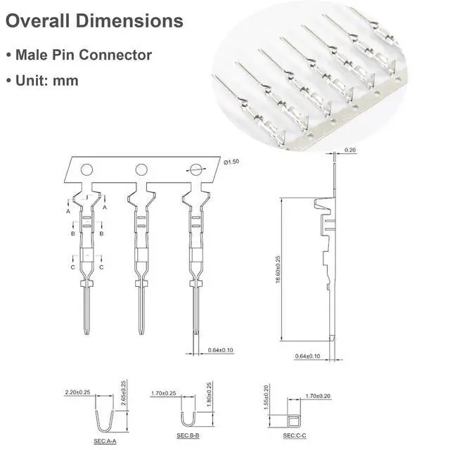 Alt view image 6 of 7 - 200pcs (100 Pairs) Male & Female Pin Connectors Kit, 0.1" Pitch, Dupont Jumper Cable, 200pcs Pin Housing