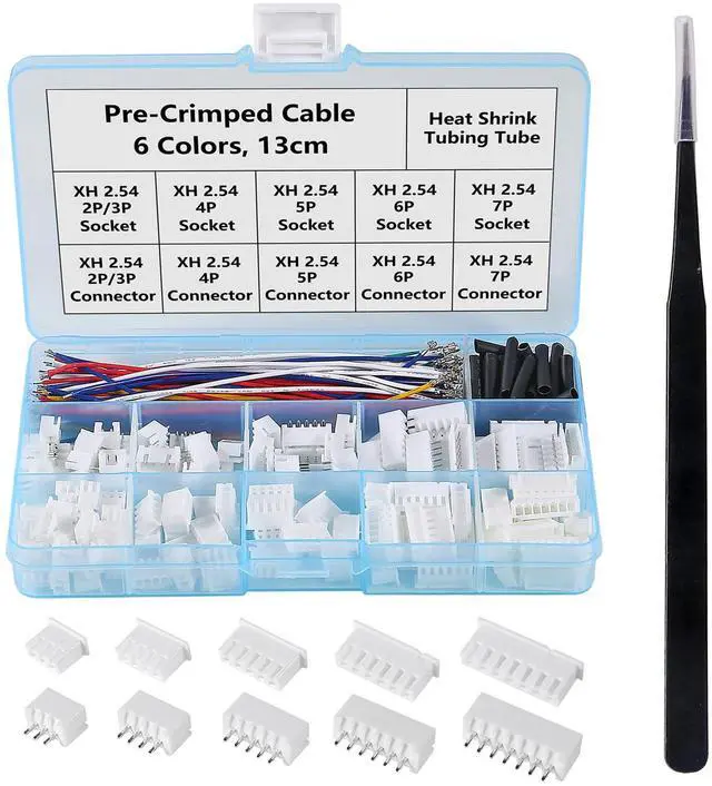 Main image of 2.54mm XH Connector Socket Kit with pre-Crimped Cable Wire 2/3/4/5/6/7 Pin Housing JST Adapter Cable Male and Female Compatible with JST-XH Connector