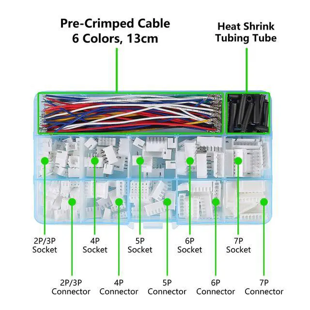 Alt view image 2 of 7 - 2.54mm XH Connector Socket Kit with pre-Crimped Cable Wire 2/3/4/5/6/7 Pin Housing JST Adapter Cable Male and Female Compatible with JST-XH Connector