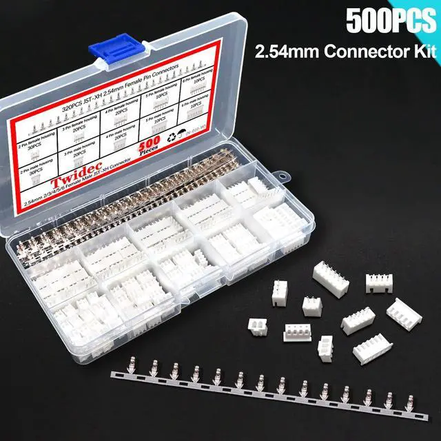 Alt view image 3 of 6 - 500PCS 2.54mm JST Connector Kit with 2/3/4/5/6 Male and Female Pin Housing Connector Adapter Plug and 2.54mm Female Pin Header Wire Terminal Kit N-010-W