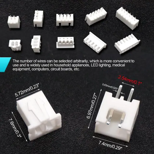 Alt view image 5 of 6 - 500PCS 2.54mm JST Connector Kit with 2/3/4/5/6 Male and Female Pin Housing Connector Adapter Plug and 2.54mm Female Pin Header Wire Terminal Kit N-010-W