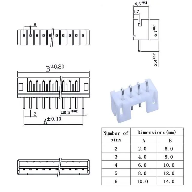 Alt view image 2 of 5 - 460PCS JST PH 2.0mm Connector kit,2/3/4/5/6 Pin Housing Adapter Plug Terminal,PH 2.0mm Female and Male JST kit