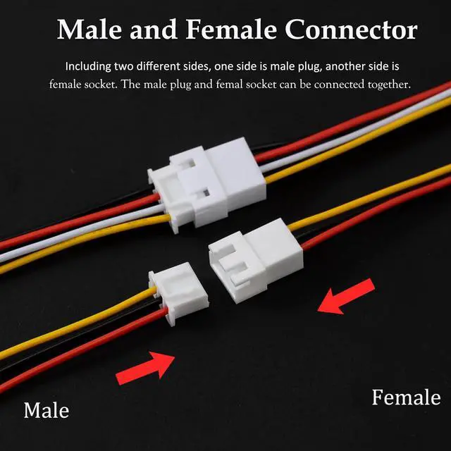 Alt view image 2 of 7 - 20 PCS JST XH 2.54mm 2 3 4 5 Pin Connector, Male and Female Double Connector End with 200mm Extension Cable AWG 26