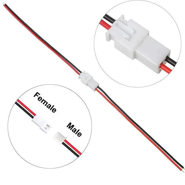 Alt view image 2 of 7 - JST XH 2.54mm 2 Pin Connector,20 PCS Male Plug and 20 PCS Female Socket, Micro Wire Connectors with 100mm Extension Cable AWG 26