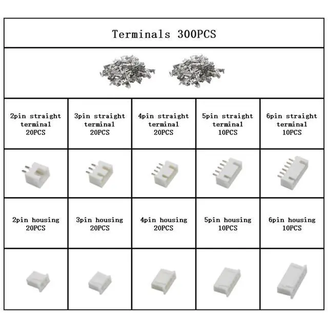 Alt view image 2 of 7 - 460PCS JST XH Connector Kit,2.54mm JST 2/3/4/5/6 Pin Male and Female Housing Connector,XH 2.54mm Adapter Plug