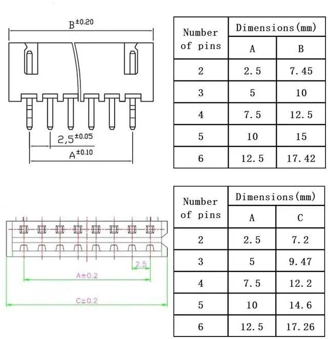 Alt view image 4 of 7 - 460PCS JST XH Connector Kit,2.54mm JST 2/3/4/5/6 Pin Male and Female Housing Connector,XH 2.54mm Adapter Plug