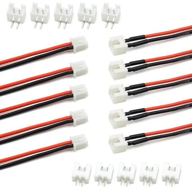 Main image of 5 Pairs JST-XH 2.54mm 2 Pin 1S Balance Plug Lead Socket Male and Female Connector with 20cm (7.9inch) Silicone Wire Cables for Woodland Just Plug Lights 3D Printer