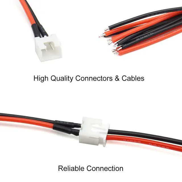 Alt view image 4 of 4 - 5 Pairs JST-XH 2.54mm 2 Pin 1S Balance Plug Lead Socket Male and Female Connector with 20cm (7.9inch) Silicone Wire Cables for Woodland Just Plug Lights 3D Printer