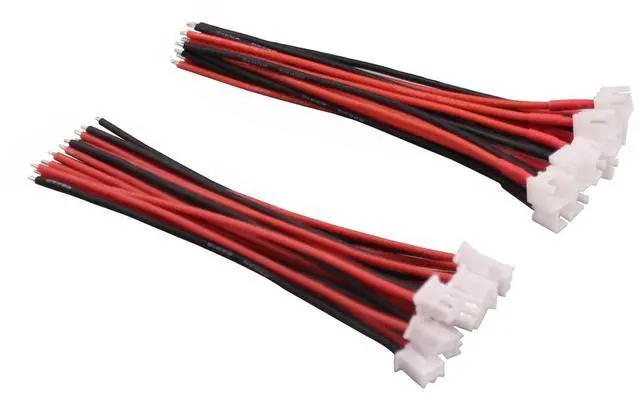 Main image of 10pairs JST-XH 2.54mm 1S 2 Pin Balance Plug Lead Socket Male and Female Connector with 22awg 10cm Silicone Wire Cables