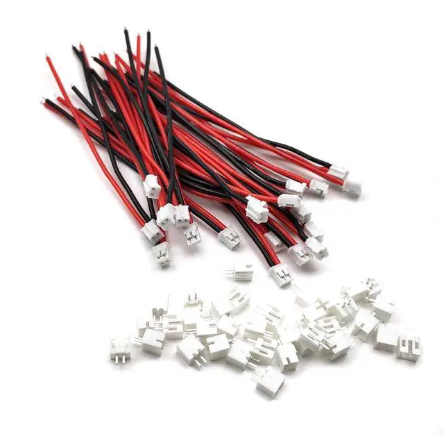 Main image of 20 Sets Mini Micro JST-PH 2.0mm 2 Pin Male Connector with 10cm Silicone Wire Cables and Female Socket JST PH 2.0 Connector Kit