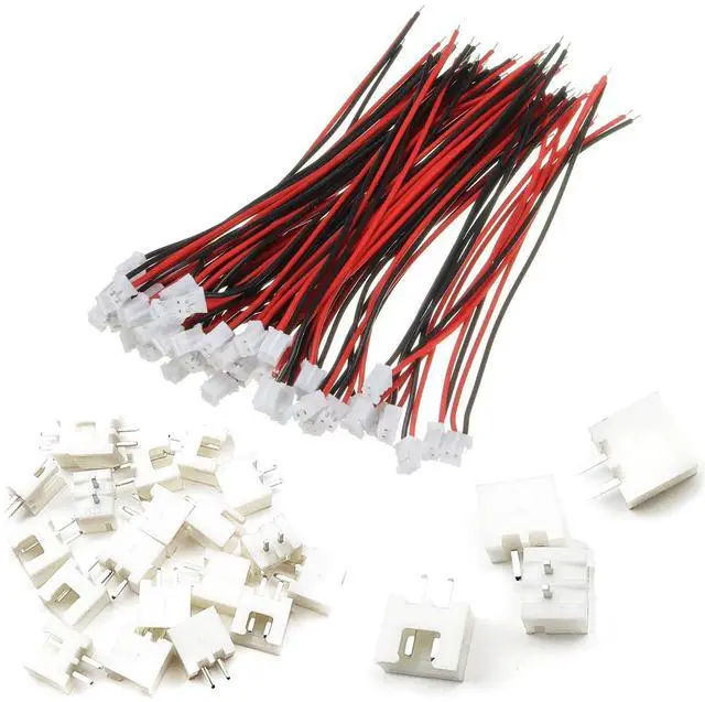 Main image of 50PCS 25 Sets Mini Micro JST-XH 2.54mm Pitch 2 Pin Male Connector with 100mm Silicone Wire Cables and Female Socket 22AWG - 10CM
