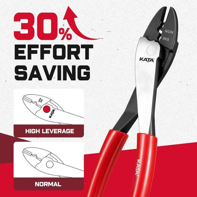 Alt view image 4 of 7 - 9.5" Wire Crimper/Cutter Tool, Electrician's Terminal Crimping/Cutting Pliers for 10-22 AWG Insulated and Non-Insulated Connections, Thick Non-slip Dip-Grip Handle for Electrical, Automotive