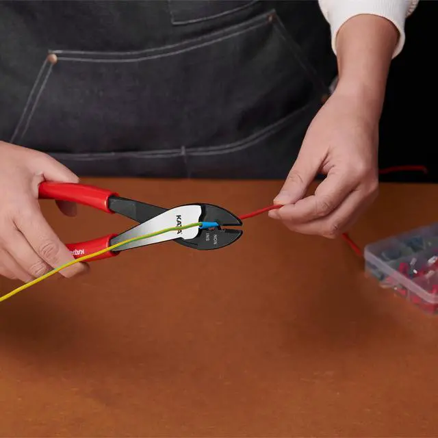 Alt view image 7 of 7 - 9.5" Wire Crimper/Cutter Tool, Electrician's Terminal Crimping/Cutting Pliers for 10-22 AWG Insulated and Non-Insulated Connections, Thick Non-slip Dip-Grip Handle for Electrical, Automotive