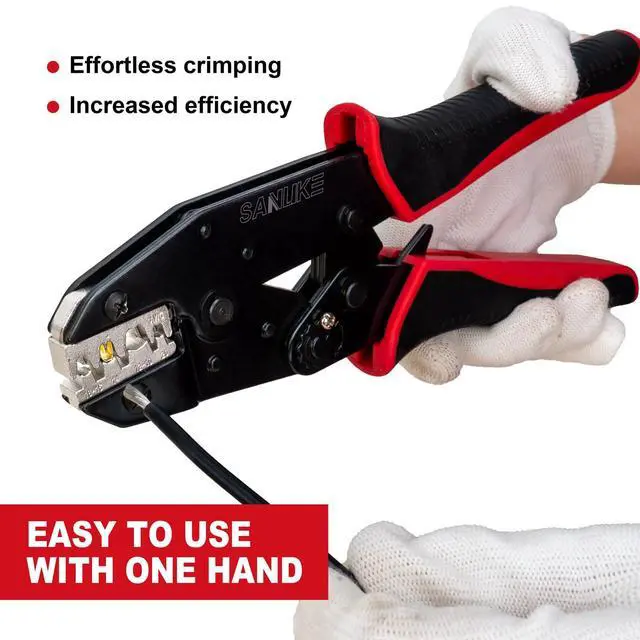 Alt view image 5 of 6 - Ratchet Crimping Tool for Non-Insulated Open Barrel Terminals & Receptacles, AWG 22-10 Ratcheting Wire Crimper, Electrical Terminal Crimp Pliers