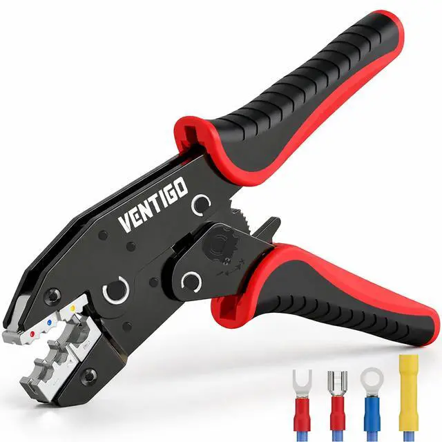 Main image of Crimping Tool for Insulated Wire Connectors, Wire Crimper Tool for AWG 2210 with Adjustable Crimp Force, Quick Release Lever & Ergonomic Handle, Ideal Crimper Tool for Electrical Repairs