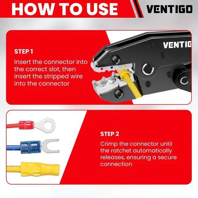 Alt view image 3 of 7 - Crimping Tool for Insulated Wire Connectors, Wire Crimper Tool for AWG 2210 with Adjustable Crimp Force, Quick Release Lever & Ergonomic Handle, Ideal Crimper Tool for Electrical Repairs