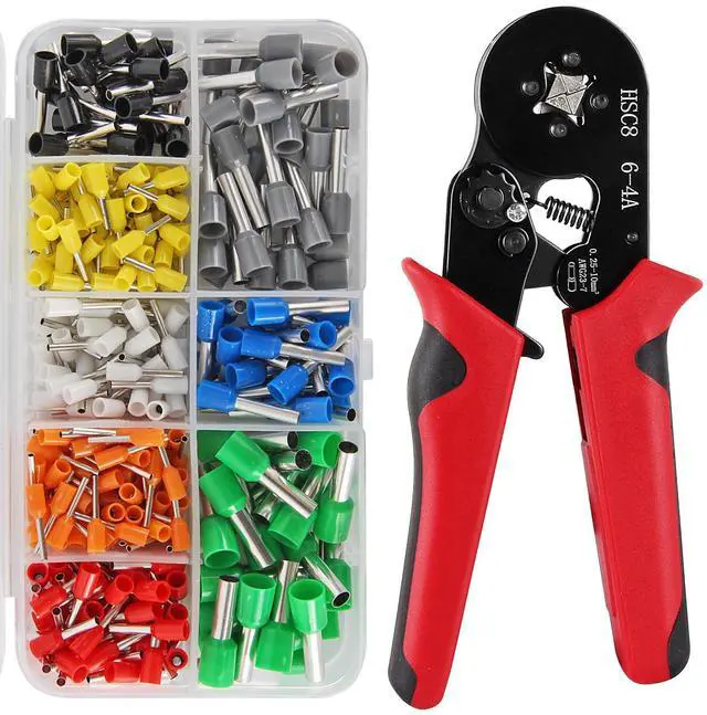 Main image of Ferrule Crimping Tool Kit, Crimper Plier with 400PCS Wire Ferrules Kit Wire End Terminals, Self-adjustable Ratchet Tool Set for AWG 23-7 Cable connectors, 0.25-10mm² (HSC8 6-4A + 400)