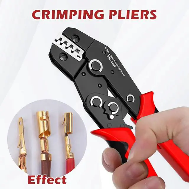 Alt view image 6 of 7 - Wire Crimping Tool with Ratchet,Ratcheting Wire Crimper Tool for Open Barrel Terminal Connectors,Electrical Crimping Pliers Tools with One-Cycle Chrome-Moly Jaw for 23-16 AWG(Red)