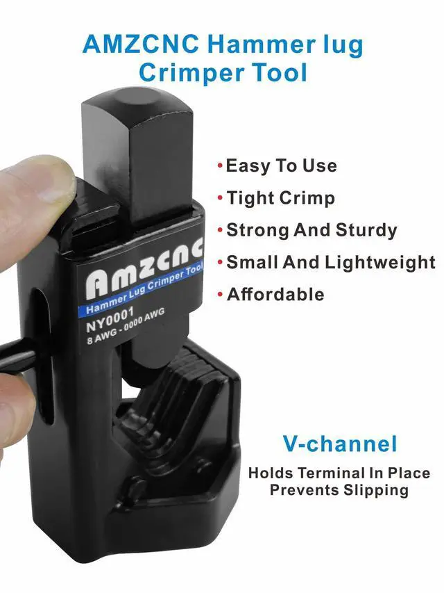 Alt view image 2 of 5 - Hammer Lug Crimper Tool - 0000 AWG Battery and Welding Cables( 8 AWG TO 4/0 Wire Gauge)