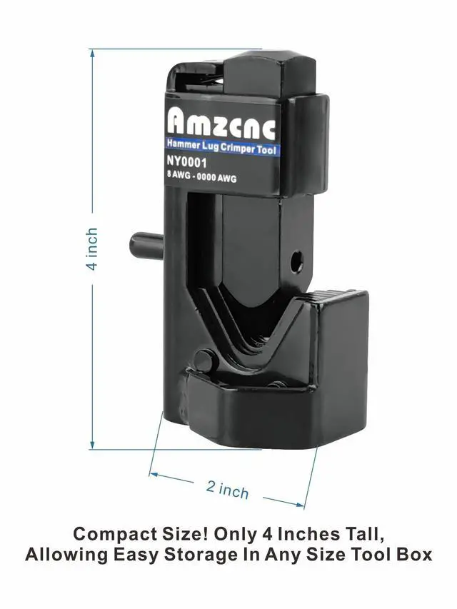 Alt view image 3 of 5 - Hammer Lug Crimper Tool - 0000 AWG Battery and Welding Cables( 8 AWG TO 4/0 Wire Gauge)