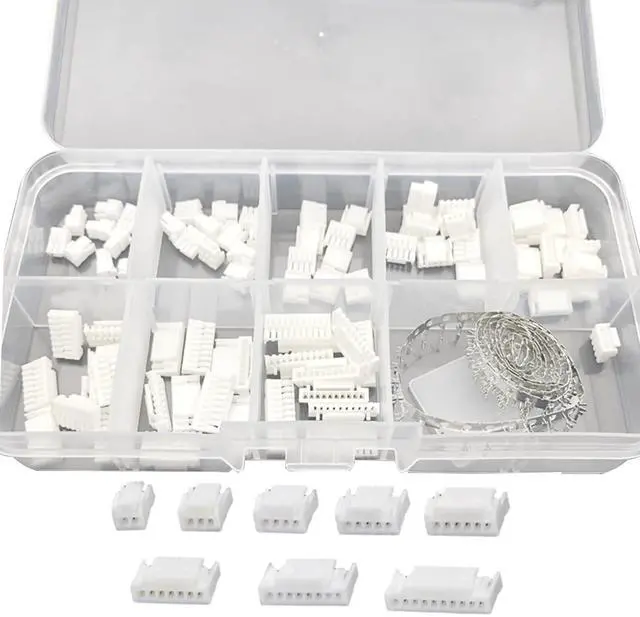 Main image of JST GH 1.25mm Connector Kit, 2/3/4/5/6/7/8/10 Pin 80 PCS Male Housing Plug Connectors with 500 PCS Plug Terminal