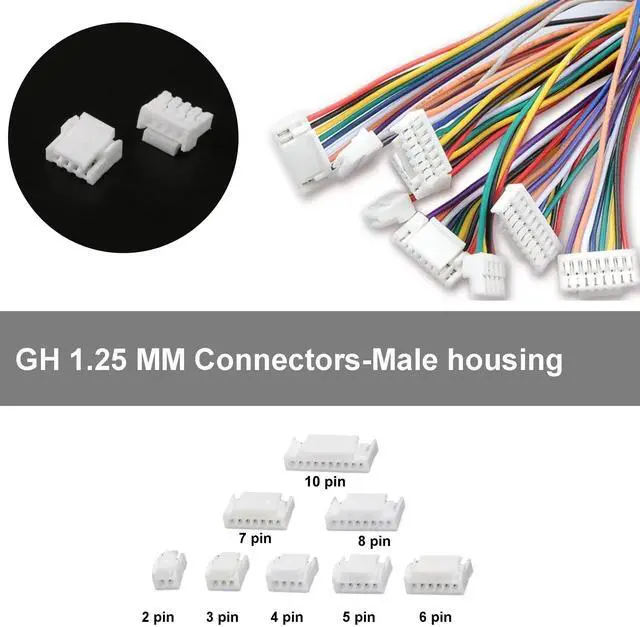 Alt view image 3 of 7 - JST GH 1.25mm Connector Kit, 2/3/4/5/6/7/8/10 Pin 80 PCS Male Housing Plug Connectors with 500 PCS Plug Terminal