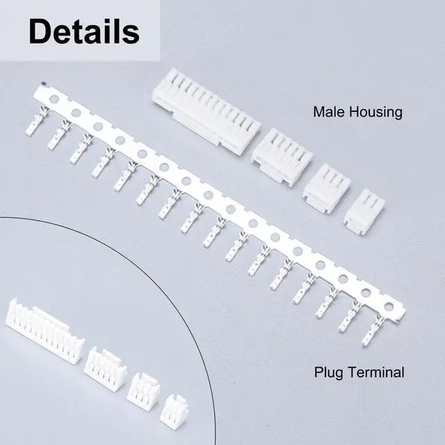 Alt view image 2 of 7 - JST GH 1.25mm Connector Kit, 2/3/4/5/6/7/8/10 Pin 80 PCS Male Housing Plug Connectors with 500 PCS Plug Terminal