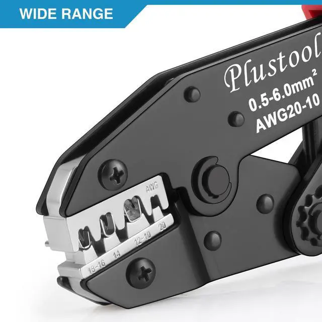Alt view image 5 of 7 - Crimping Tool for Non-Insulated Open Barrel Terminals & Receptacles AWG 20-10, Ratcheting Wire Crimper Tool - Crimping Pliers - Electrical Crimping Tool