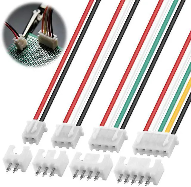Main image of 30 Pairs JST-XH Connector Kit, XH 2.54mm 2/3/4/5 Pin Header Male and Female Connectors Plug Adapter with Flat Wire Cable 150mm 24AWG Compatible with JST XH