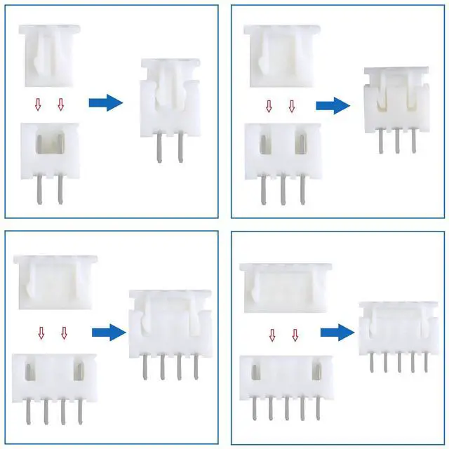 Alt view image 4 of 7 - 30 Pairs JST-XH Connector Kit, XH 2.54mm 2/3/4/5 Pin Header Male and Female Connectors Plug Adapter with Flat Wire Cable 150mm 24AWG Compatible with JST XH