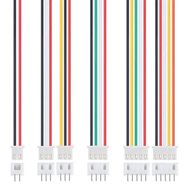 Alt view image 6 of 7 - 30 Pairs JST-XH Connector Kit, XH 2.54mm 2/3/4/5 Pin Header Male and Female Connectors Plug Adapter with Flat Wire Cable 150mm 24AWG Compatible with JST XH