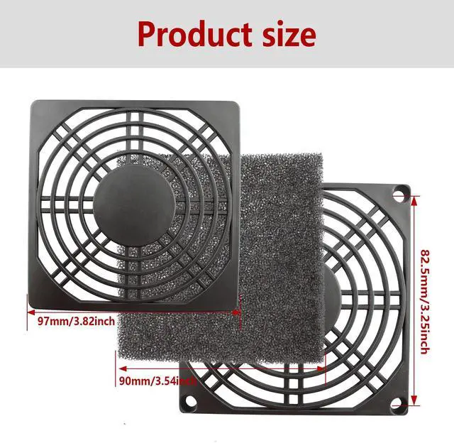 Alt view image 3 of 5 - 4 Pcs 90mm Black Square Plastic Cooling Fan Filter Cover, Dust Screen for Filter Fan Chassis, for PC Computer Case, Server Case, Mesh Design for Effective Dust Protection