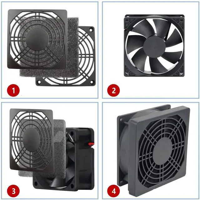Alt view image 4 of 5 - 4 Pcs 90mm Black Square Plastic Cooling Fan Filter Cover, Dust Screen for Filter Fan Chassis, for PC Computer Case, Server Case, Mesh Design for Effective Dust Protection