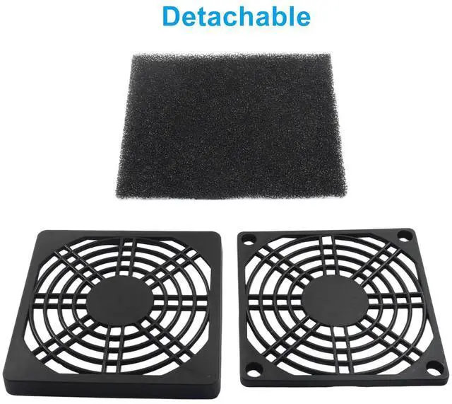 Alt view image 2 of 2 - 4 Pcs 80mm Black Plastic Fan Filter Cover, Mesh Design Dustproof Screen for PC & Server Cases