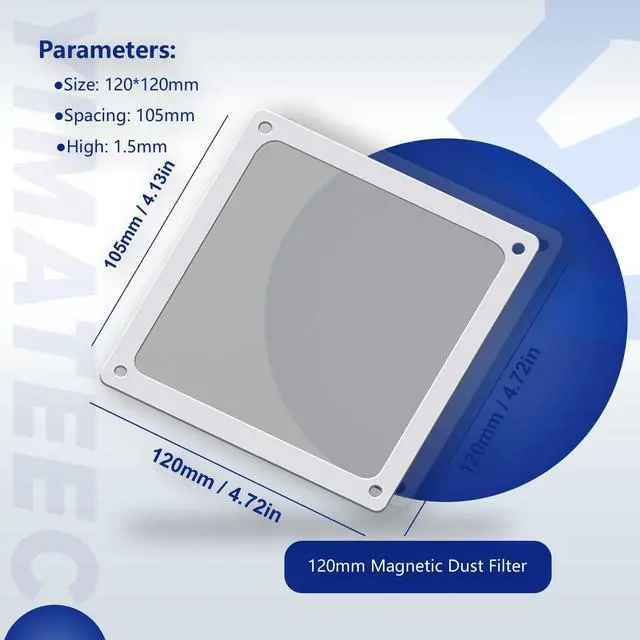 Alt view image 4 of 6 - Dust Filter PC 120mm for Computer Cooler/PSU/Routers Nylon 80 Mesh, Magnetic Frame PC Fan Dust Mesh PC Cooler Filter Dustproof Computer Fan Grills (Nylon, 120 * 120mm, 2pcs, White)