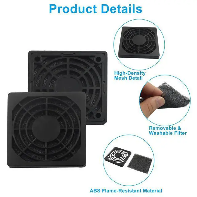 Alt view image 4 of 5 - 4 Pcs 60mm Dustproof Fan Filter, Black Square Plastic Cooling Fan Cover Dust Screen, Effective Mesh Design for PC Computer Case/Server Case
