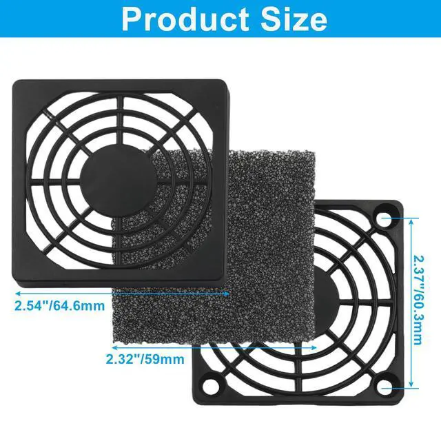 Alt view image 3 of 5 - 4 Pcs 60mm Dustproof Fan Filter, Black Square Plastic Cooling Fan Cover Dust Screen, Effective Mesh Design for PC Computer Case/Server Case