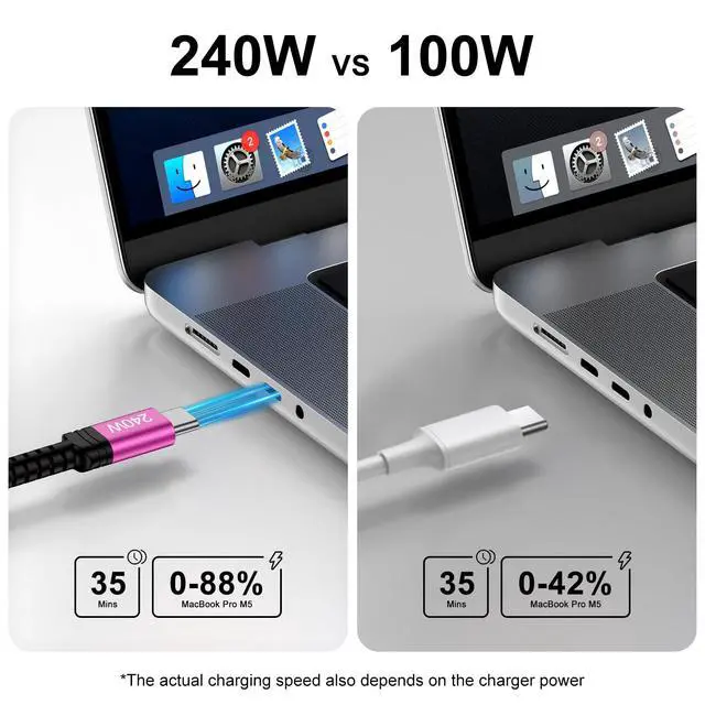 Alt view image 3 of 7 - USB C to USB C Cable, 240W Fast Charging Cord 6FT USB C Cable Type C Charger for Samsung S26 Ultra S25 Edge S25 Plus S25 FE S24 A57 A17 A37 A26 A56 A55,iPhone 17 16 15,iPad Pro,MacBook Pro/Air,CarPlay