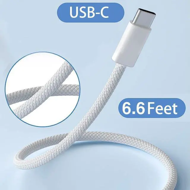 Alt view image 3 of 7 - 6ft IPhone 16/16E/17/17E USB C to USB C Cable, Woven Charger Long Cable for iPhone 17/16/15 Plus/ Pro Max, iPad Air,iPad 10th Gen, Mini 6th, Pro 13/12.9/11 in, Type-c MacBook Pro Fast Charging Cord