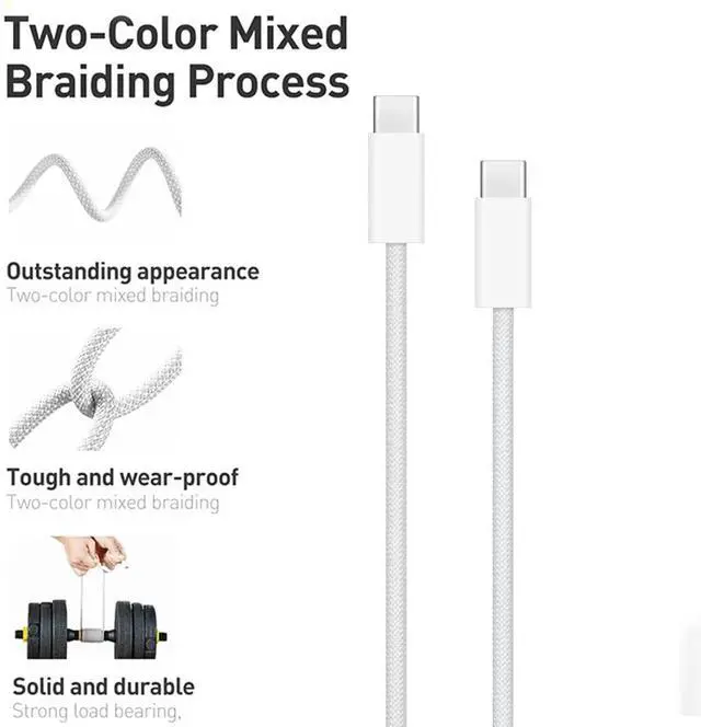 Alt view image 4 of 7 - 6ft IPhone 16/16E/17/17E USB C to USB C Cable, Woven Charger Long Cable for iPhone 17/16/15 Plus/ Pro Max, iPad Air,iPad 10th Gen, Mini 6th, Pro 13/12.9/11 in, Type-c MacBook Pro Fast Charging Cord