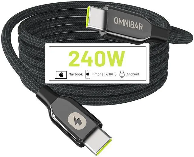 Main image of 240W USB C to USB C Cable (6FT/Woven), Type C Charger Fast Charging Cord for iPhone 17/16/15, Nylon Braided C to C Cable Fast Charging for MacBook iPad Samsung S26/S25 Cameras Speakers Earbuds