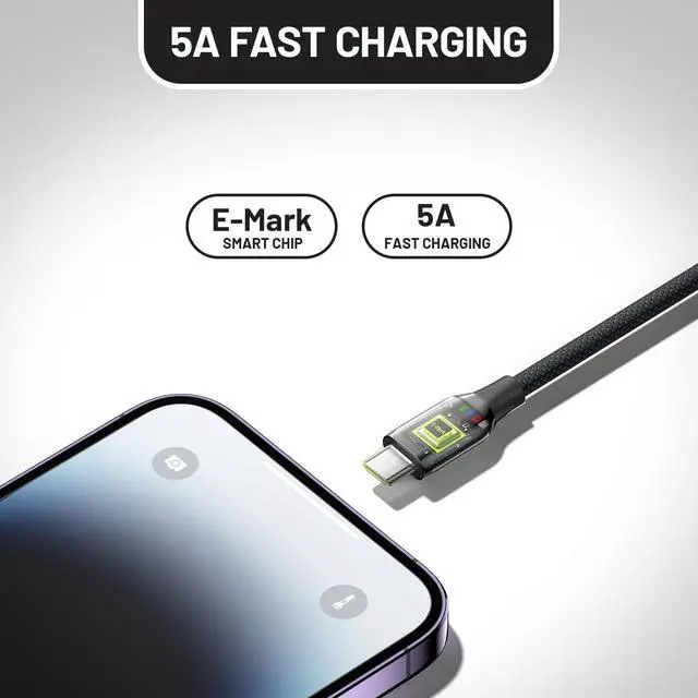 Alt view image 4 of 7 - 240W USB C to USB C Cable (6FT/Woven), Type C Charger Fast Charging Cord for iPhone 17/16/15, Nylon Braided C to C Cable Fast Charging for MacBook iPad Samsung S26/S25 Cameras Speakers Earbuds