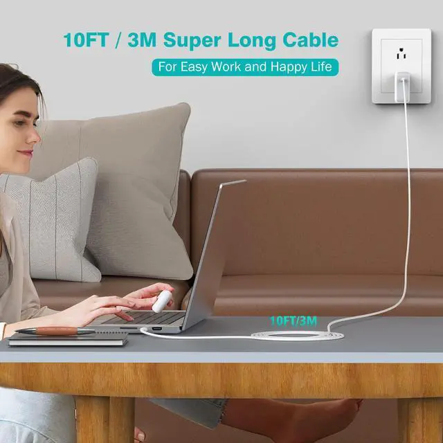 Alt view image 5 of 7 - 10ft 100W USB C to USB C Cable for MacBook Pro MacBook Air Charger, iPad Pro 12.9 11 inch, iPad Air 5 4, Mini 6, iPhone 15/15 Pro/15 Plus/15 Pro Max, Samsung Galaxy, USBC Type C PPS Fast Charging Cord